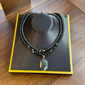 2pcs/Guardian Necklace Obsidian and Black Onyx Beaded Pendant Necklace for Men and Women Protection and Grounding Jewelry Fury Fits