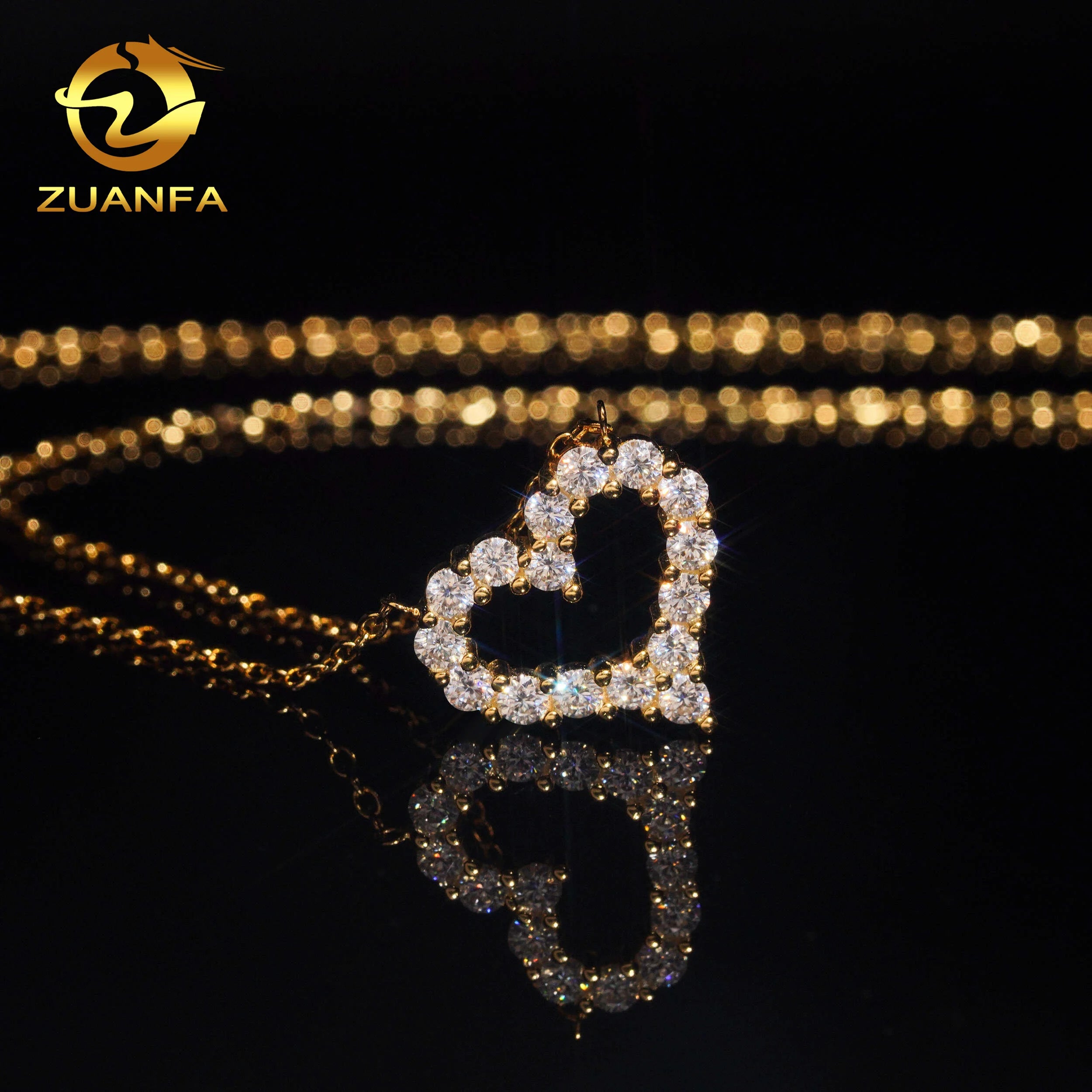 USA Local Stock Fast Shipping Small Heart Charms 925 Silver Moissanite Pass Diamond Test Gold Plated Heart Necklace for Women Fury Fits