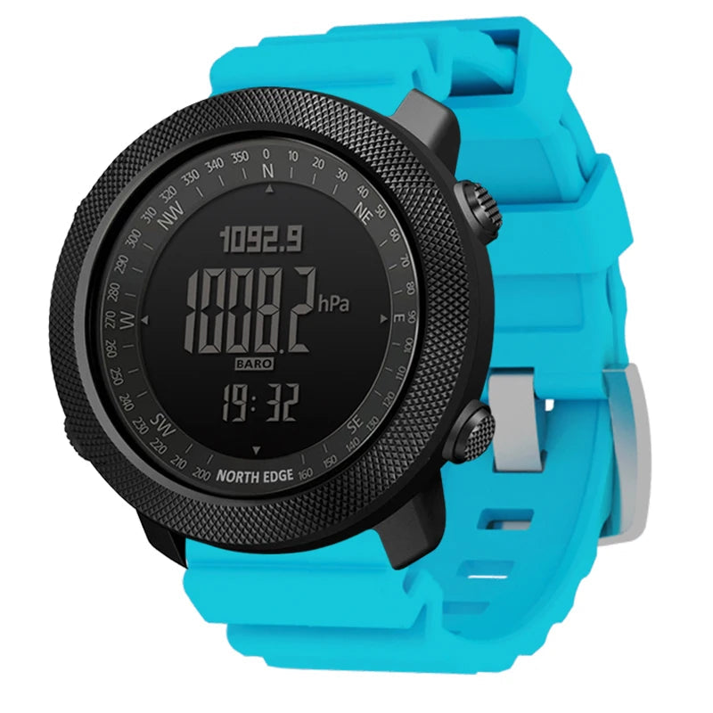 NORTH EDGE Men's sport Digital watch Hours Running Swimming Military Army watches Altimeter Barometer Compass waterproof 50m Fury Fits