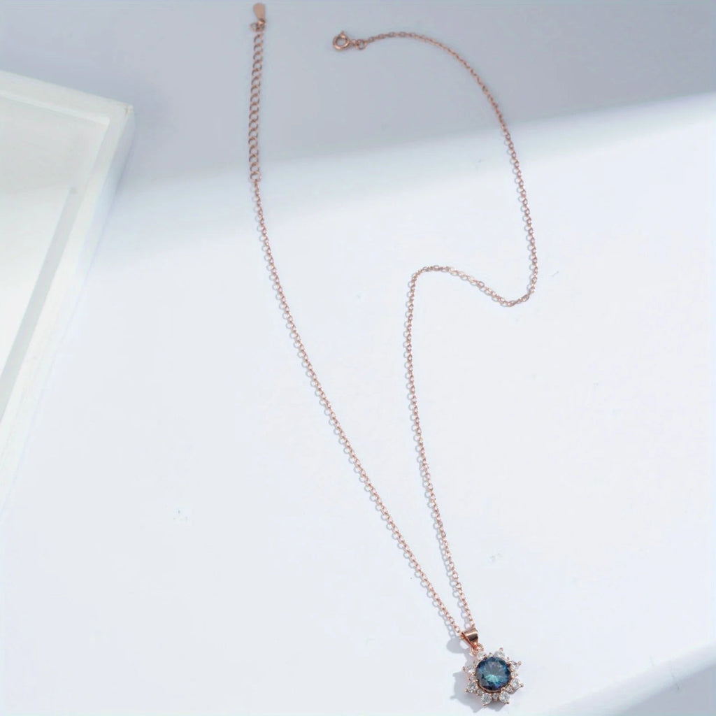 3.0 Carats ZIRCON Sunflower Shape Pendant Necklace for Women Men, D Color VVS1 Round Cut, Elegant Luxurious Fury Fits