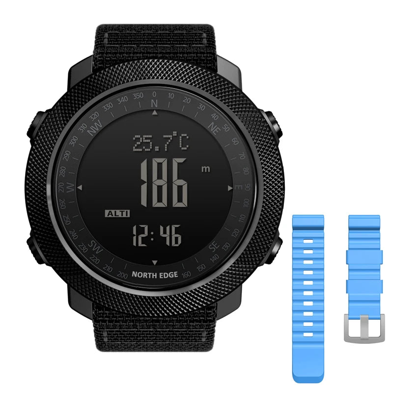NORTH EDGE Men's sport Digital watch Hours Running Swimming Military Army watches Altimeter Barometer Compass waterproof 50m Fury Fits