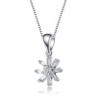 TD Collette Z Rhodium Plated Round Cubic Zirconia Flower Pendant Necklace Elegant Fine Pendant Necklaces Fury Fits