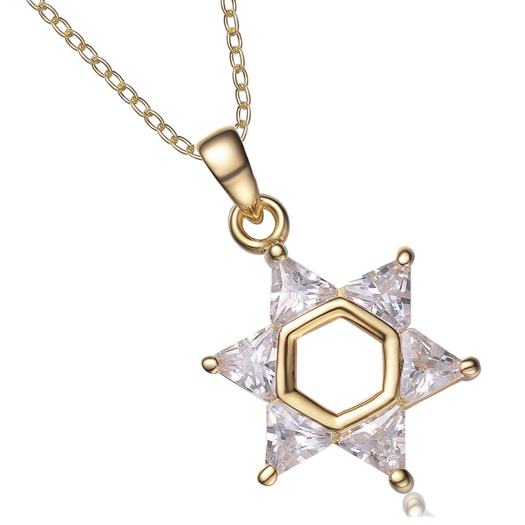 TD Collette Z Fashion Pendant Necklace Sterling Silver with Gold Overlay and Cubic Zirconia Clear Stone Fury Fits