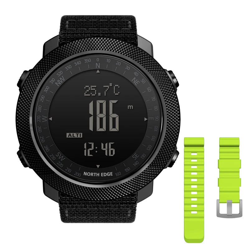 NORTH EDGE Men's sport Digital watch Hours Running Swimming Military Army watches Altimeter Barometer Compass waterproof 50m Fury Fits