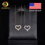 USA Local Stock Fast Shipping Small Heart Charms 925 Silver Moissanite Pass Diamond Test Gold Plated Heart Necklace for Women Fury Fits