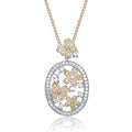 TD Collette Z Sterling Silver Fine Pendant Necklace with Clear and Bronze Cubic Zirconia Flower Fury Fits