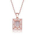 TD Collette Z Sterling Silver Pendant White Pink Cubic Zirconia Square Frame Trendy Gold Plated Necklace Diamond Zircon Main Fury Fits