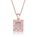 TD Collette Z Sterling Silver Pendant White Pink Cubic Zirconia Square Frame Trendy Gold Plated Necklace Diamond Zircon Main Fury Fits