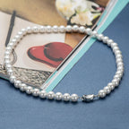 Fast Shipping From US Warehouse Bohemian Stylish 925 Silver 6mm/8mm Shell White Pearl Beads Necklace Jewelry for Women Gift Fury Fits