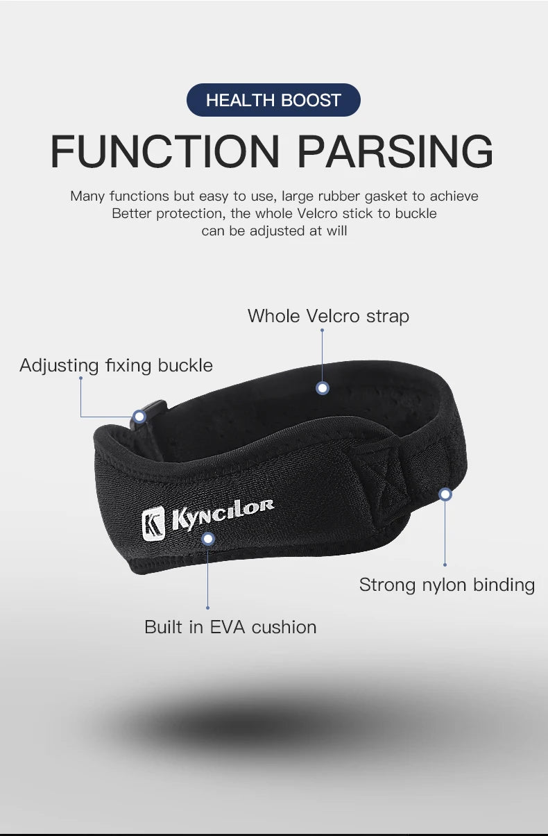 1 Piece Knee Patellar Tendon Knee Support Strape Brace Adjustable Shock Absorption Compression Knee Pad Sleeve for Basketball Fury Fits