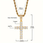 USA Iced Out Cross Pendant Men Religious Jewelry Women Christian Crucifix Gifts 14K Gold Plated Cubic Zirconia Jesus Necklace Fury Fits
