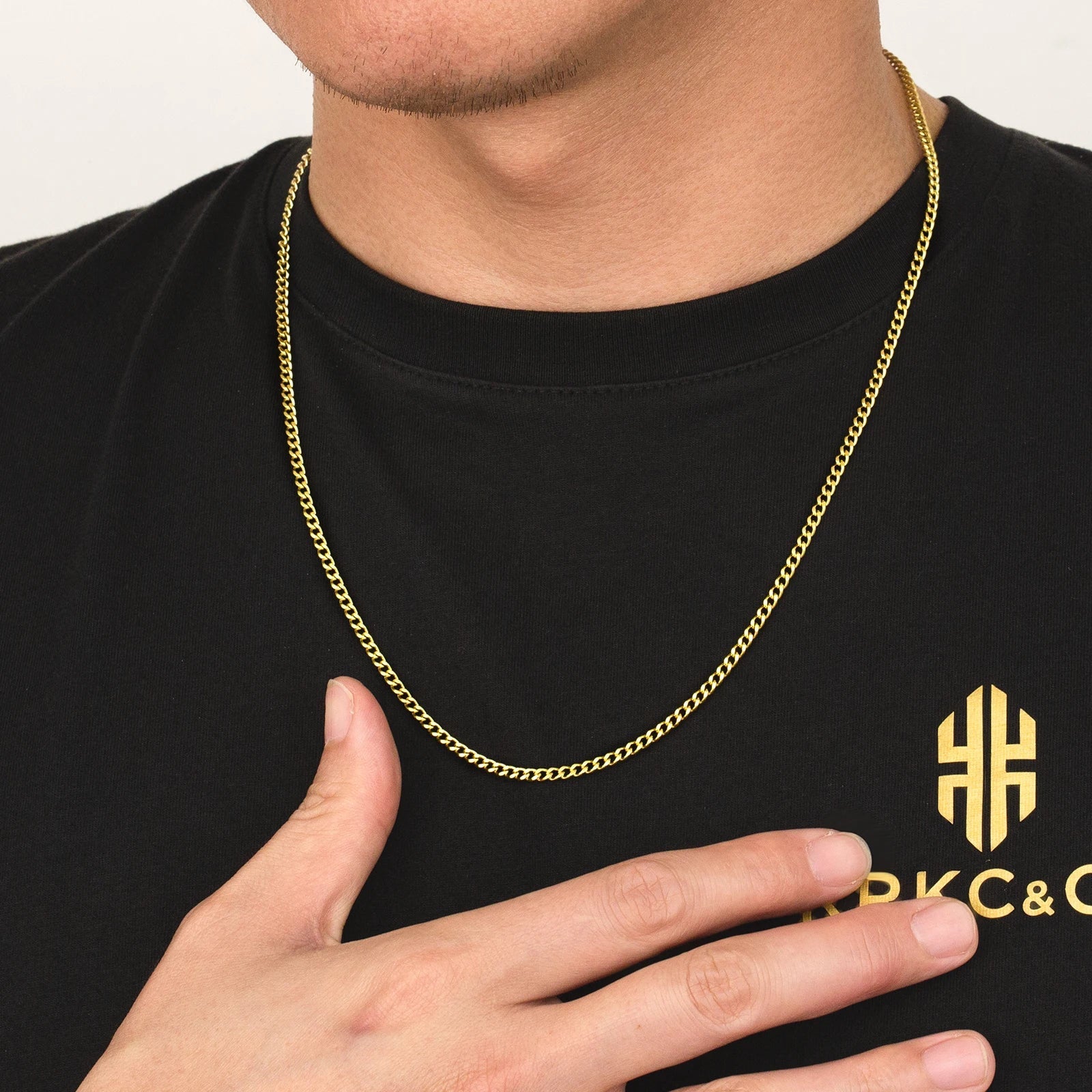 USA Local Fast Shipping 14K Gold Plated Curb Cuban Link Chain 3mm Women Stainless Steel Waterproof Jewelry Men Miami Necklace Fury Fits