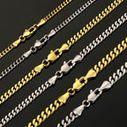 USA Local Fast Shipping 14K Gold Plated Curb Cuban Link Chain 3mm Women Stainless Steel Waterproof Jewelry Men Miami Necklace Fury Fits