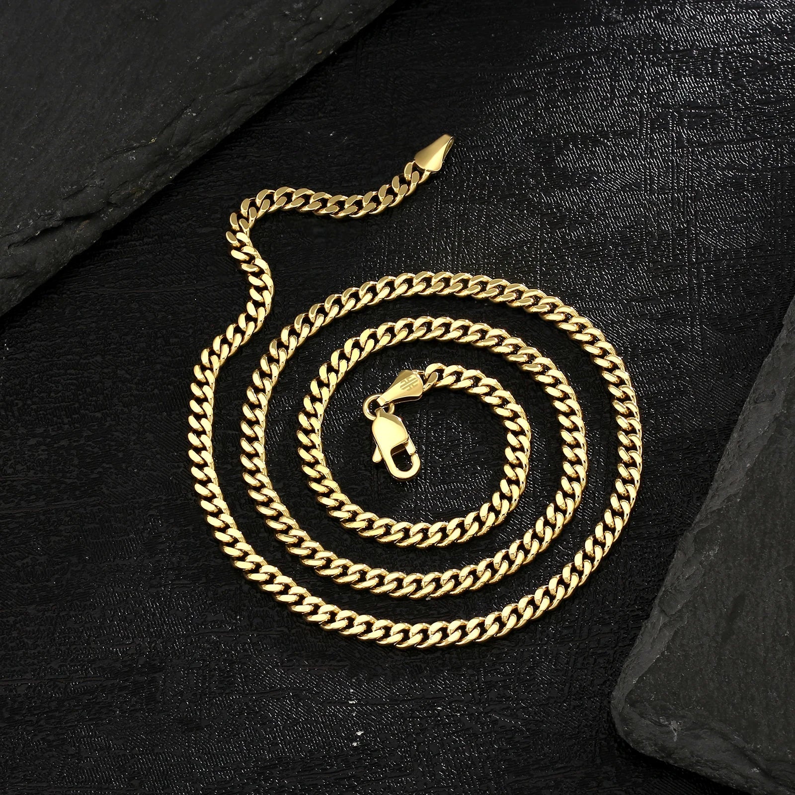 USA Local Fast Shipping 14K Gold Plated Curb Cuban Link Chain 3mm Women Stainless Steel Waterproof Jewelry Men Miami Necklace Fury Fits