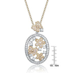 TD Collette Z Sterling Silver Fine Pendant Necklace with Clear and Bronze Cubic Zirconia Flower Fury Fits
