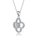 TD Collette Z Rhodium Plated Round Cubic Zirconia Flower Pendant Necklace Elegant Fine Pendant Necklaces Fury Fits