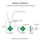 Natural Emerald Clover Jewelry Set for Women