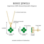 Natural Emerald Clover Jewelry Set for Women
