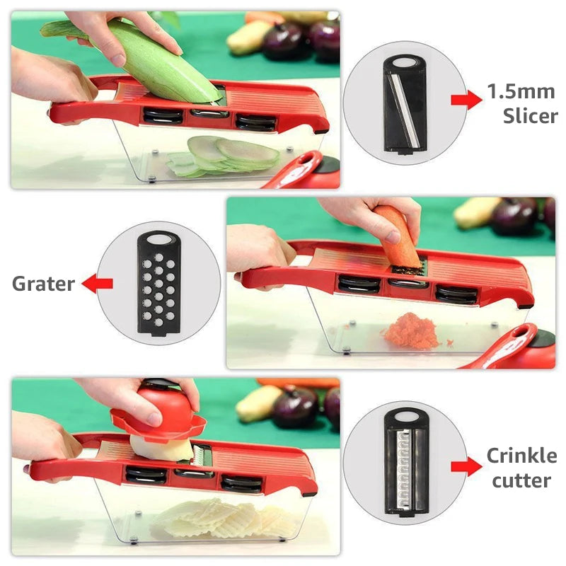 Vegetable Chopper Multifunctional Grater Cutter Kitchen Accessories Manual Fruit Slicer Potatos Shredders Cheese Onions Slicers Fury Fits
