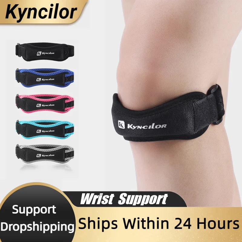 1 Piece Knee Patellar Tendon Knee Support Strape Brace Adjustable Shock Absorption Compression Knee Pad Sleeve for Basketball Fury Fits