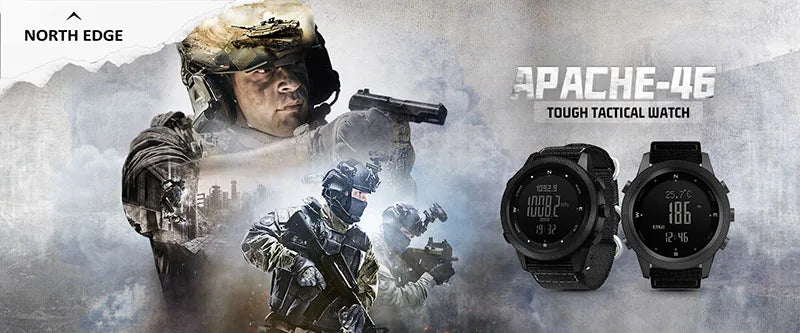 NORTH EDGE Men's sport Digital watch Hours Running Swimming Military Army watches Altimeter Barometer Compass waterproof 50m Fury Fits