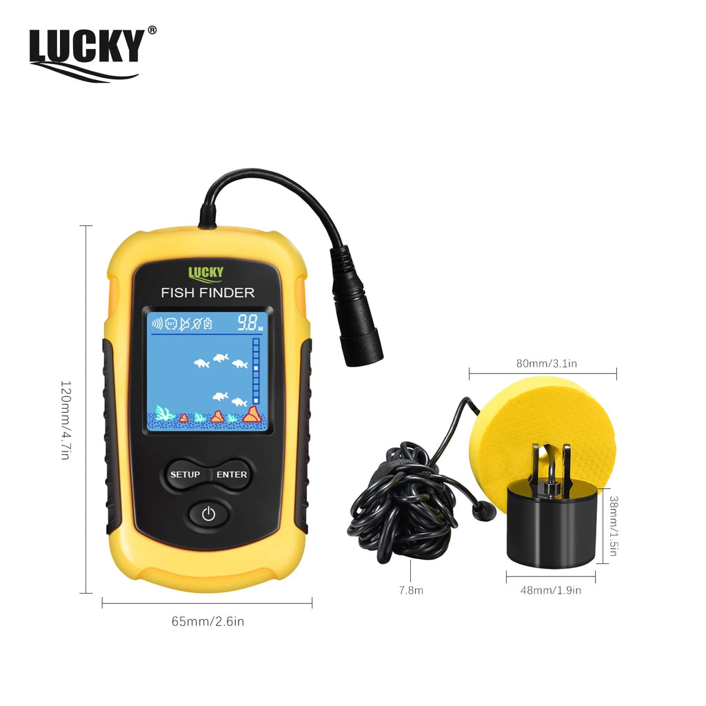 FFC1108-1 Alarm 100M Portable Sonar Fish Finders 45 degrees Sonar Coverage Echo Sounder Alarm Transducer Lake Sea Fishing Fury Fits
