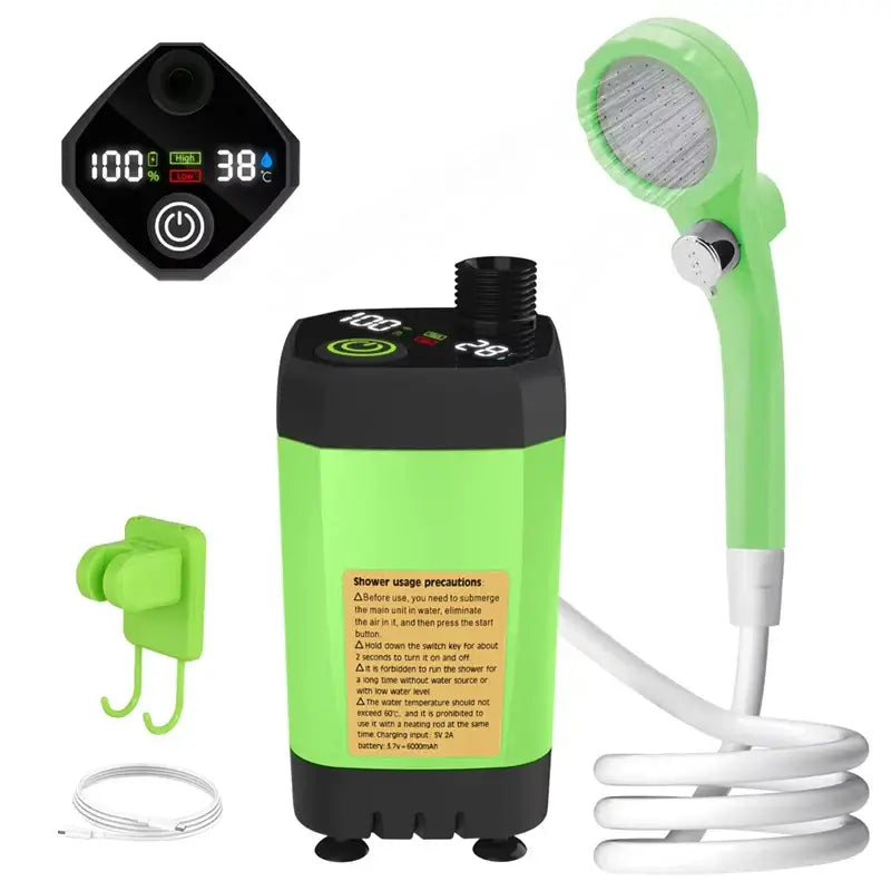 Portable Camping Shower Pump w/ Digital Display | 6000mAh 24 Hour Sport