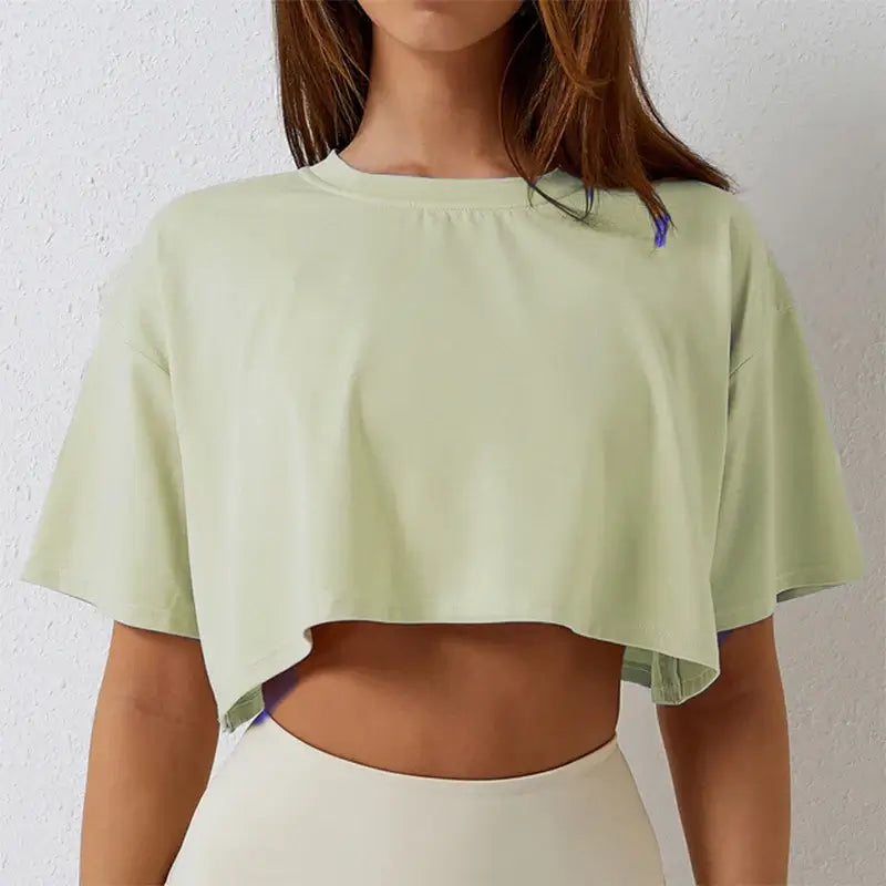 New Sport T-Shirt: Loose Cotton Crop Top for Dance & Gym