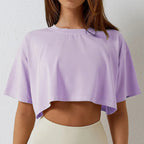 New Sport T-Shirt: Loose Cotton Crop Top for Dance & Gym 24 Hour Sport