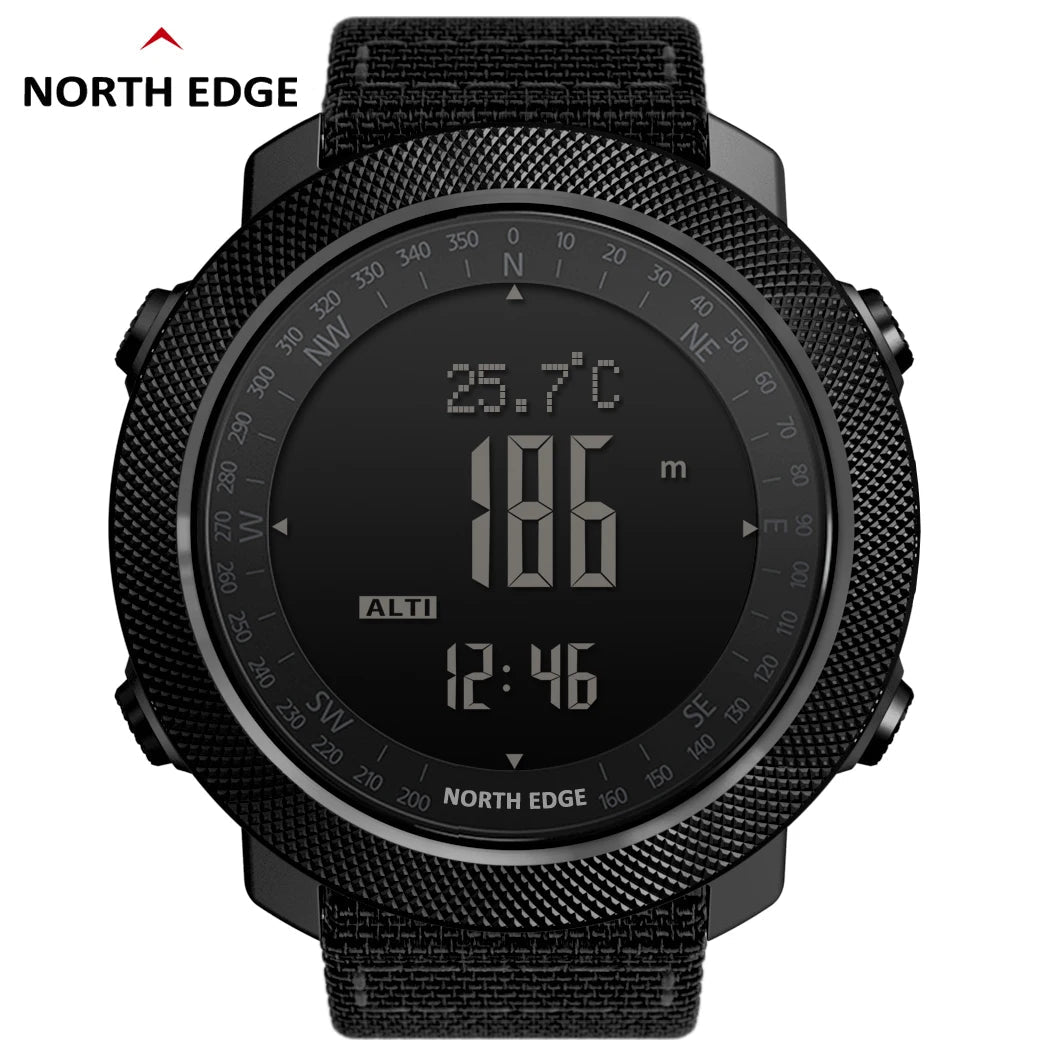 NORTH EDGE Men's sport Digital watch Hours Running Swimming Military Army watches Altimeter Barometer Compass waterproof 50m Fury Fits