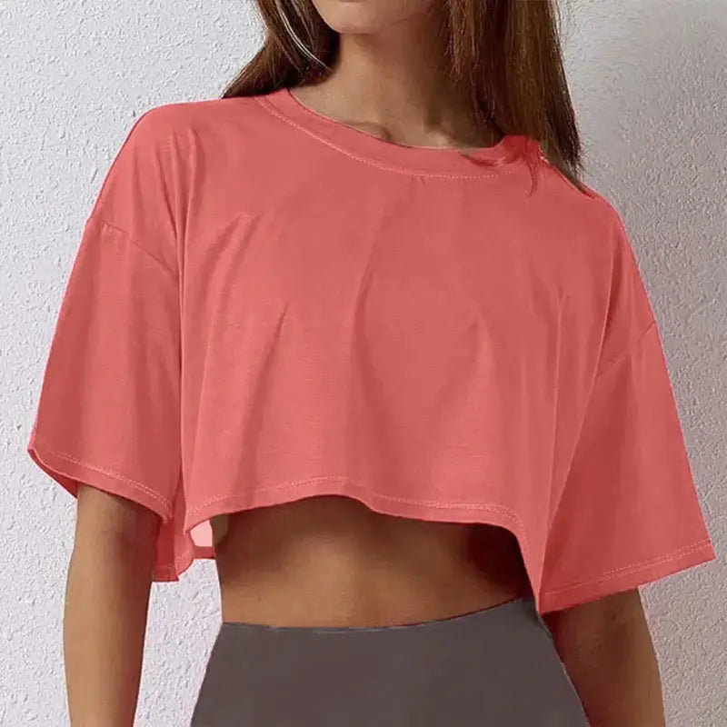 New Sport T-Shirt: Loose Cotton Crop Top for Dance & Gym 24 Hour Sport