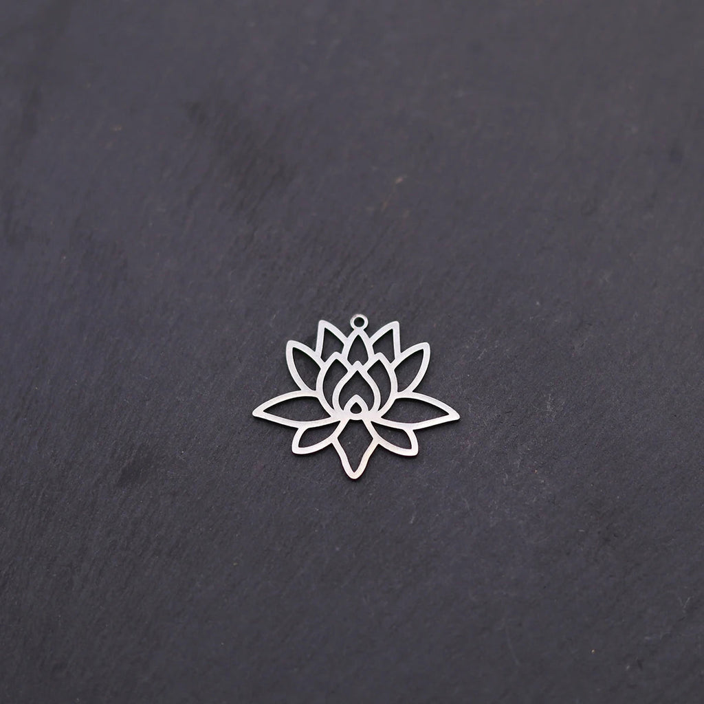 3pcs Lotus Flower Charms Stainless Steel Pendant for Jewelry Making Vintage Earrings Necklace DIY Handmade Art Line Accessories Fury Fits