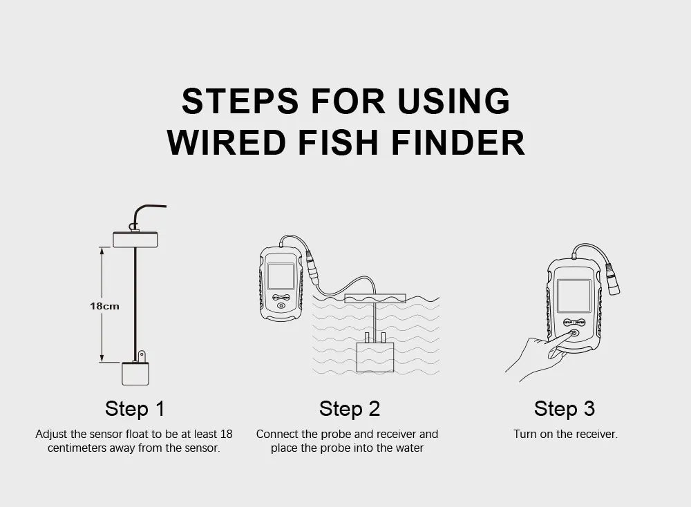 FFC1108-1 Alarm 100M Portable Sonar Fish Finders 45 degrees Sonar Coverage Echo Sounder Alarm Transducer Lake Sea Fishing Fury Fits