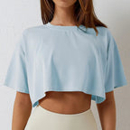New Sport T-Shirt: Loose Cotton Crop Top for Dance & Gym 24 Hour Sport
