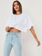 New Sport T-Shirt: Loose Cotton Crop Top for Dance & Gym 24 Hour Sport