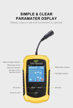 FFC1108-1 Alarm 100M Portable Sonar Fish Finders 45 degrees Sonar Coverage Echo Sounder Alarm Transducer Lake Sea Fishing Fury Fits