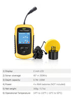 FFC1108-1 Alarm 100M Portable Sonar Fish Finders 45 degrees Sonar Coverage Echo Sounder Alarm Transducer Lake Sea Fishing Fury Fits