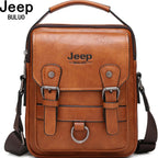 JEEP BULUO Multi-function Business Handbags Men New Man's Shoulder Bag Large Capacity Leather Messenger Bag Crossbody Big Brand Fury Fits