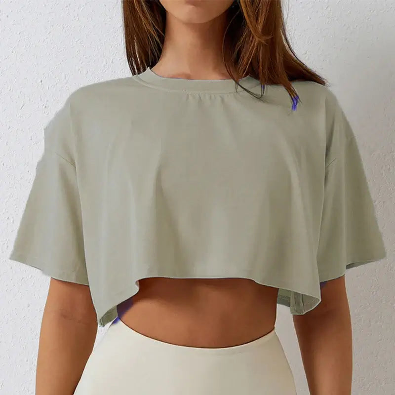 New Sport T-Shirt: Loose Cotton Crop Top for Dance & Gym 24 Hour Sport